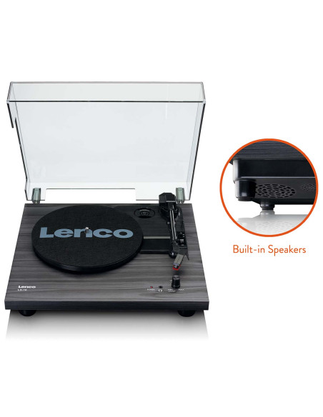 Lenco LS-10BK Platine en bois avec haut-parleurs intégrés noir