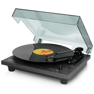 Lenco LS-10BK Platine en bois avec haut-parleurs intégrés noir