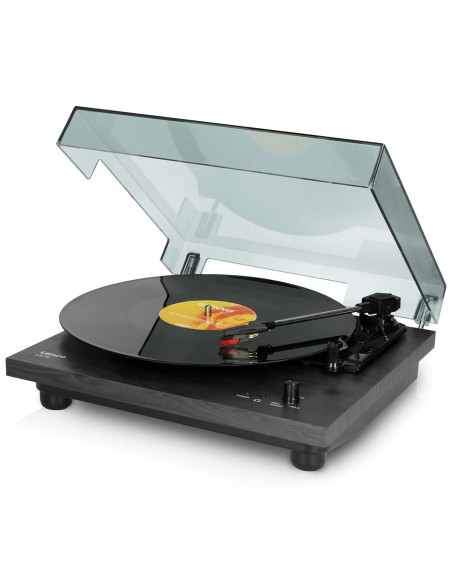 Lenco LS-10BK Platine en bois avec haut-parleurs intégrés noir