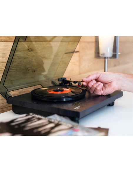 Lenco LS-10BK Platine en bois avec haut-parleurs intégrés noir