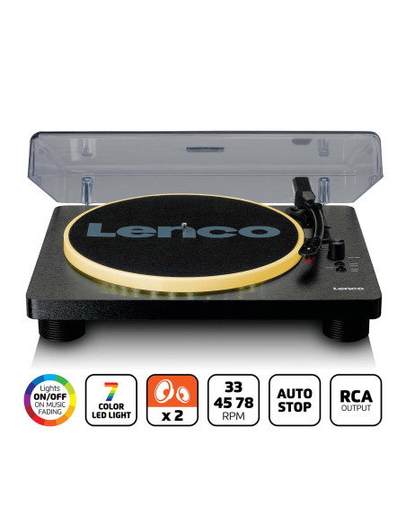 Lenco LS-50LEDBK Lecteur de disques avec haut-parleurs et lumières pour l'encodage PC