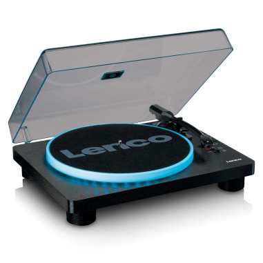 Lenco LS-50LEDBK Lecteur de disques avec haut-parleurs et lumières pour l'encodage PC