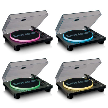 Lenco LS-50LEDBK Lecteur de disques avec haut-parleurs et lumières pour l'encodage PC