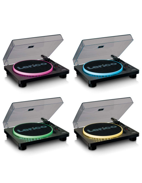Lenco LS-50LEDBK Lecteur de disques avec haut-parleurs et lumières pour l'encodage PC