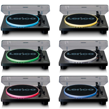 Lenco LS-50LEDBK Lecteur de disques avec haut-parleurs et lumières pour l'encodage PC