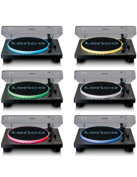 Lenco LS-50LEDBK Lecteur de disques avec haut-parleurs et lumières pour l'encodage PC