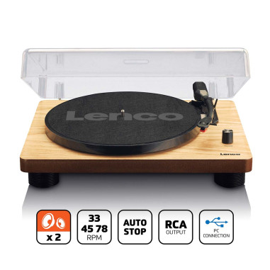 Lenco LS-50WD LS-50WD Platine vinyle avec haut-parleurs intégrés USB Encoding Wood