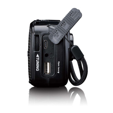Lenco MCR-113BK Lampe de poche radio d'urgence portative à remontoir et banque d'alimentation en un seul appareil Noir