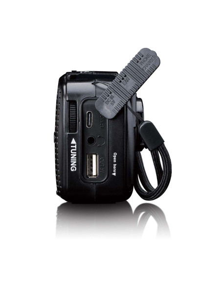 Lenco MCR-113BK Lampe de poche radio d'urgence portative à remontoir et banque d'alimentation en un seul appareil Noir