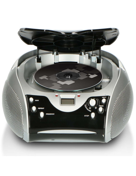 Lenco SCD-24 BL/SI Radio FM stéréo portable avec lecteur CD Noir/argent