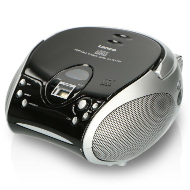Lenco SCD-24 BL/SI Radio FM stéréo portable avec lecteur CD Noir/argent