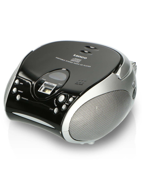 Lenco SCD-24 BL/SI Radio FM stéréo portable avec lecteur CD Noir/argent