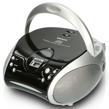 Lenco SCD-24 BL/SI Radio FM stéréo portable avec lecteur CD Noir/argent
