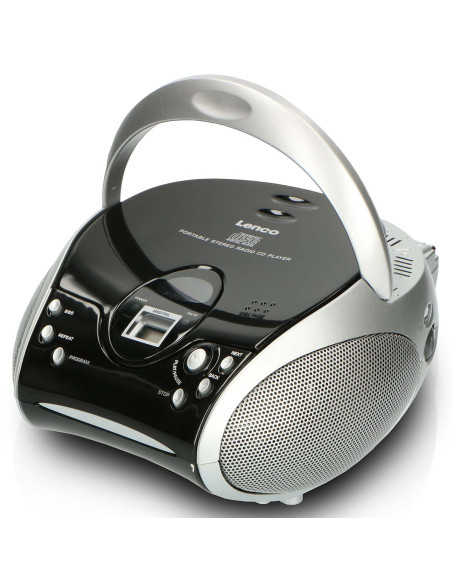 Lenco SCD-24 BL/SI Radio FM stéréo portable avec lecteur CD Noir/argent