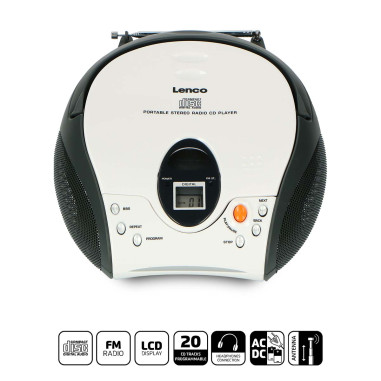Lenco SCD-24 WHITE Radio FM stéréo portable avec CD Blanc
