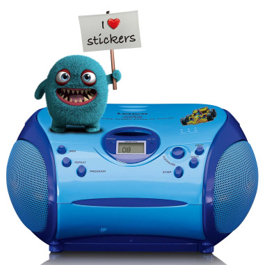 Lenco SCD-24BU KIDS Boombox avec lecteur CD. radio FM et autocollants Bleu
