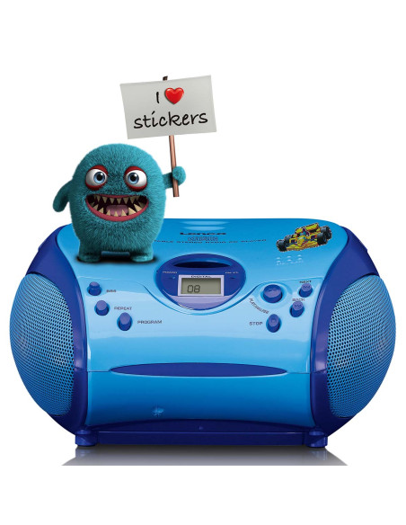 Lenco SCD-24BU KIDS Boombox avec lecteur CD. radio FM et autocollants Bleu