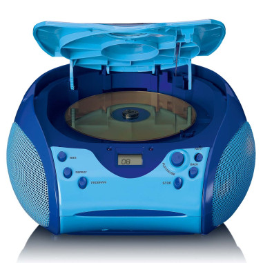 Lenco SCD-24BU KIDS Boombox avec lecteur CD. radio FM et autocollants Bleu