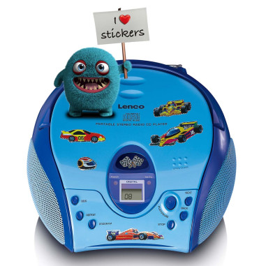 Lenco SCD-24BU KIDS Boombox avec lecteur CD. radio FM et autocollants Bleu