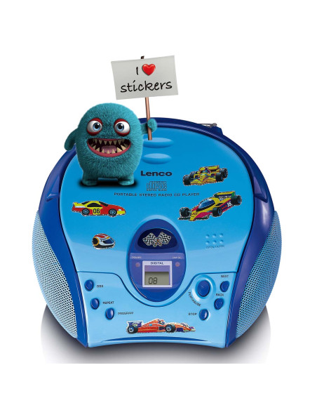 Lenco SCD-24BU KIDS Boombox avec lecteur CD. radio FM et autocollants Bleu