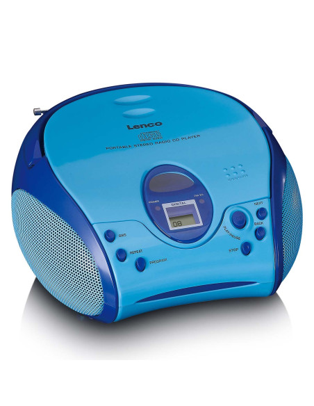 Lenco SCD-24BU KIDS Boombox avec lecteur CD. radio FM et autocollants Bleu
