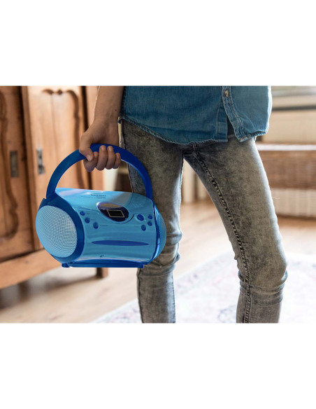 Lenco SCD-24BU KIDS Boombox avec lecteur CD. radio FM et autocollants Bleu