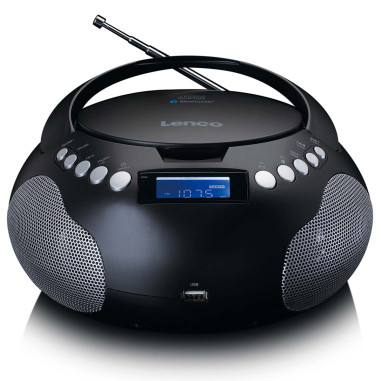 Lenco SCD-331BK Radio portable CD/MP3 avec USB et Bluetooth Noir