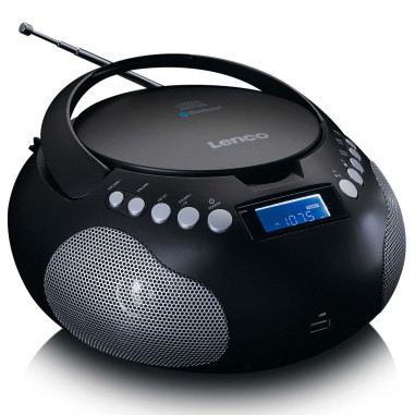 Lenco SCD-331BK Radio portable CD/MP3 avec USB et Bluetooth Noir