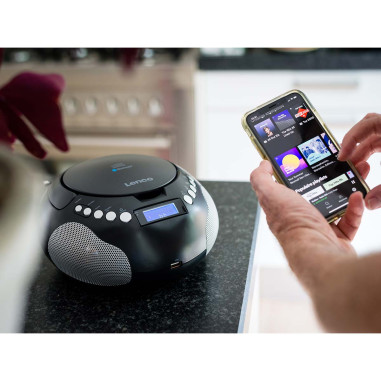 Lenco SCD-331BK Radio portable CD/MP3 avec USB et Bluetooth Noir