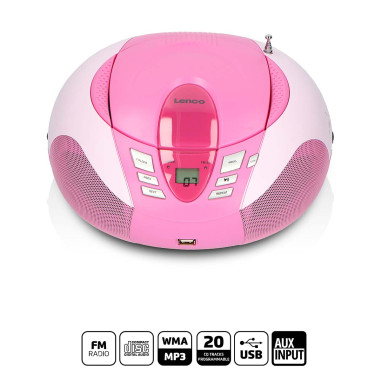 Lenco SCD-37 USBPINK SCD-37 USB Pink Portable FM Radio CD and USB player Pink