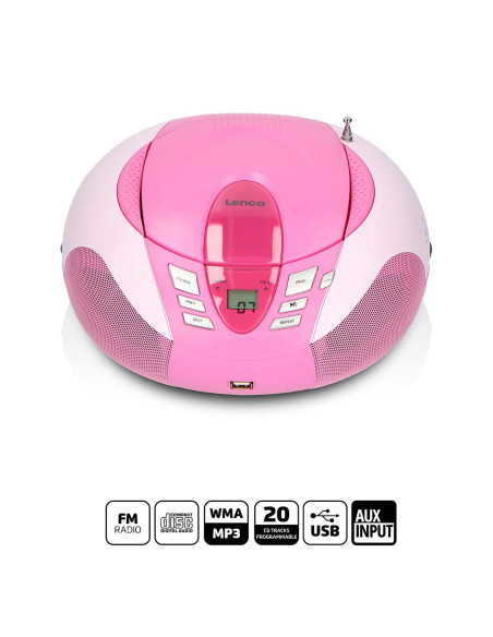 Lenco SCD-37 USBPINK SCD-37 USB Pink Portable FM Radio CD and USB player Pink