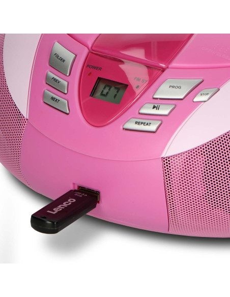 Lenco SCD-37 USBPINK SCD-37 USB Pink Portable FM Radio CD and USB player Pink