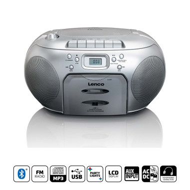 Lenco SCD-420SI Portable FM Radio CD- Cassette player Silver