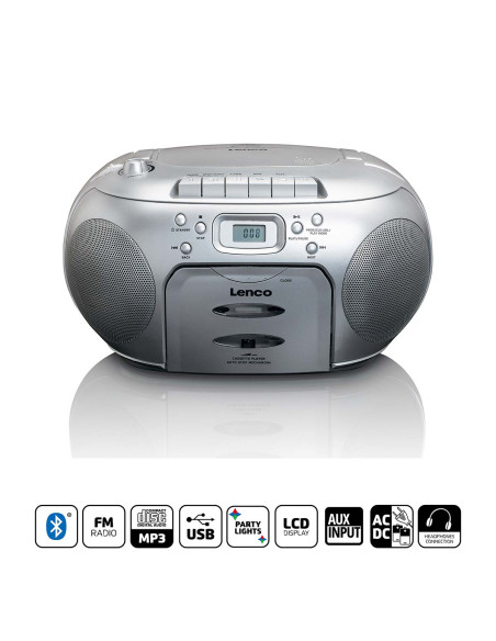 Lenco SCD-420SI Portable FM Radio CD- Cassette player Silver