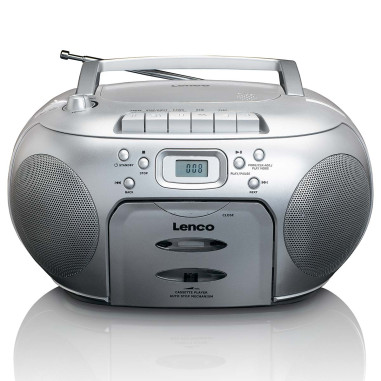 Lenco SCD-420SI Portable FM Radio CD- Cassette player Silver