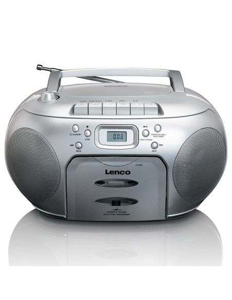 Lenco SCD-420SI Portable FM Radio CD- Cassette player Silver