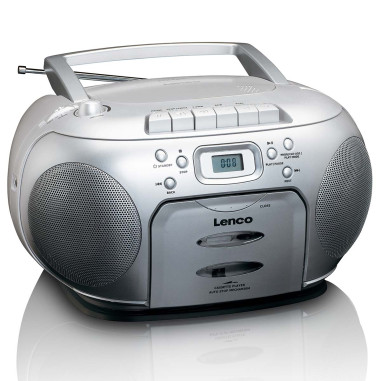 Lenco SCD-420SI Portable FM Radio CD- Cassette player Silver