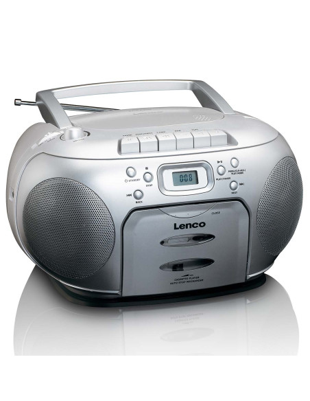 Lenco SCD-420SI Portable FM Radio CD- Cassette player Silver