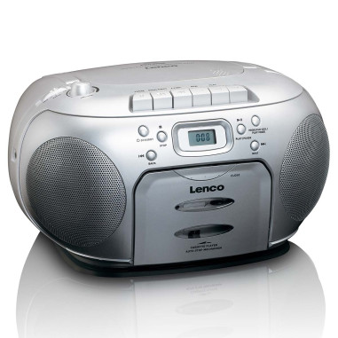 Lenco SCD-420SI Portable FM Radio CD- Cassette player Silver