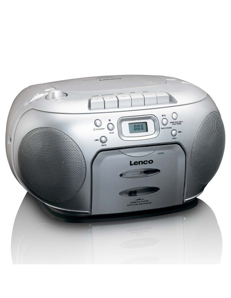 Lenco SCD-420SI Portable FM Radio CD- Cassette player Silver