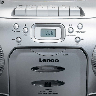 Lenco SCD-420SI Portable FM Radio CD- Cassette player Silver