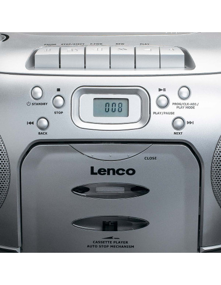 Lenco SCD-420SI Portable FM Radio CD- Cassette player Silver