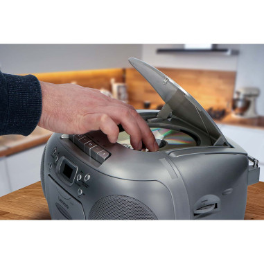 Lenco SCD-420SI Portable FM Radio CD- Cassette player Silver