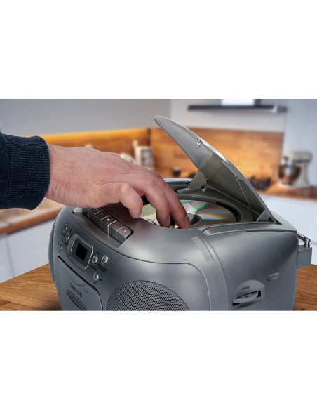 Lenco SCD-420SI Portable FM Radio CD- Cassette player Silver