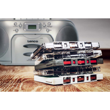 Lenco SCD-420SI Portable FM Radio CD- Cassette player Silver