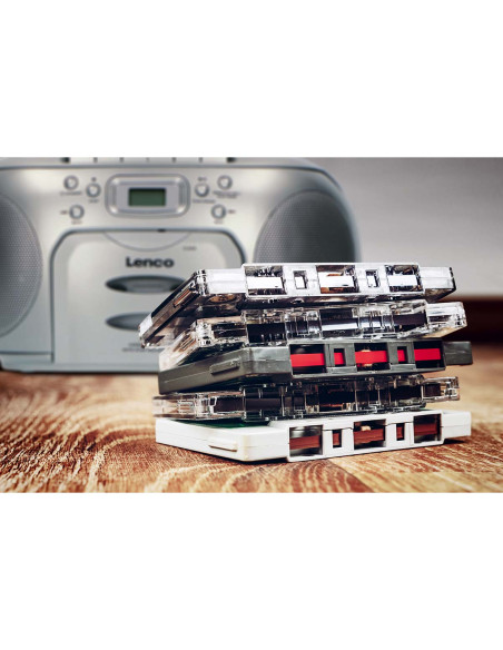 Lenco SCD-420SI Portable FM Radio CD- Cassette player Silver