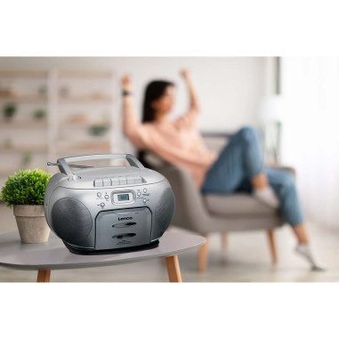 Lenco SCD-420SI Portable FM Radio CD- Cassette player Silver