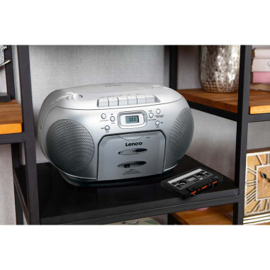Lenco SCD-420SI Portable FM Radio CD- Cassette player Silver