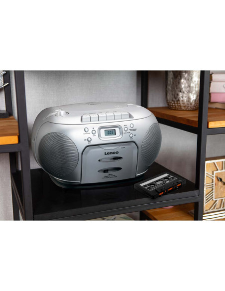 Lenco SCD-420SI Portable FM Radio CD- Cassette player Silver