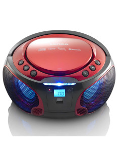 Lenco SCD-550RD SCD-550RD Radio FM Portable Lecteur CD/MP3/USB/Bluetooth® avec éclairage LED Rouge